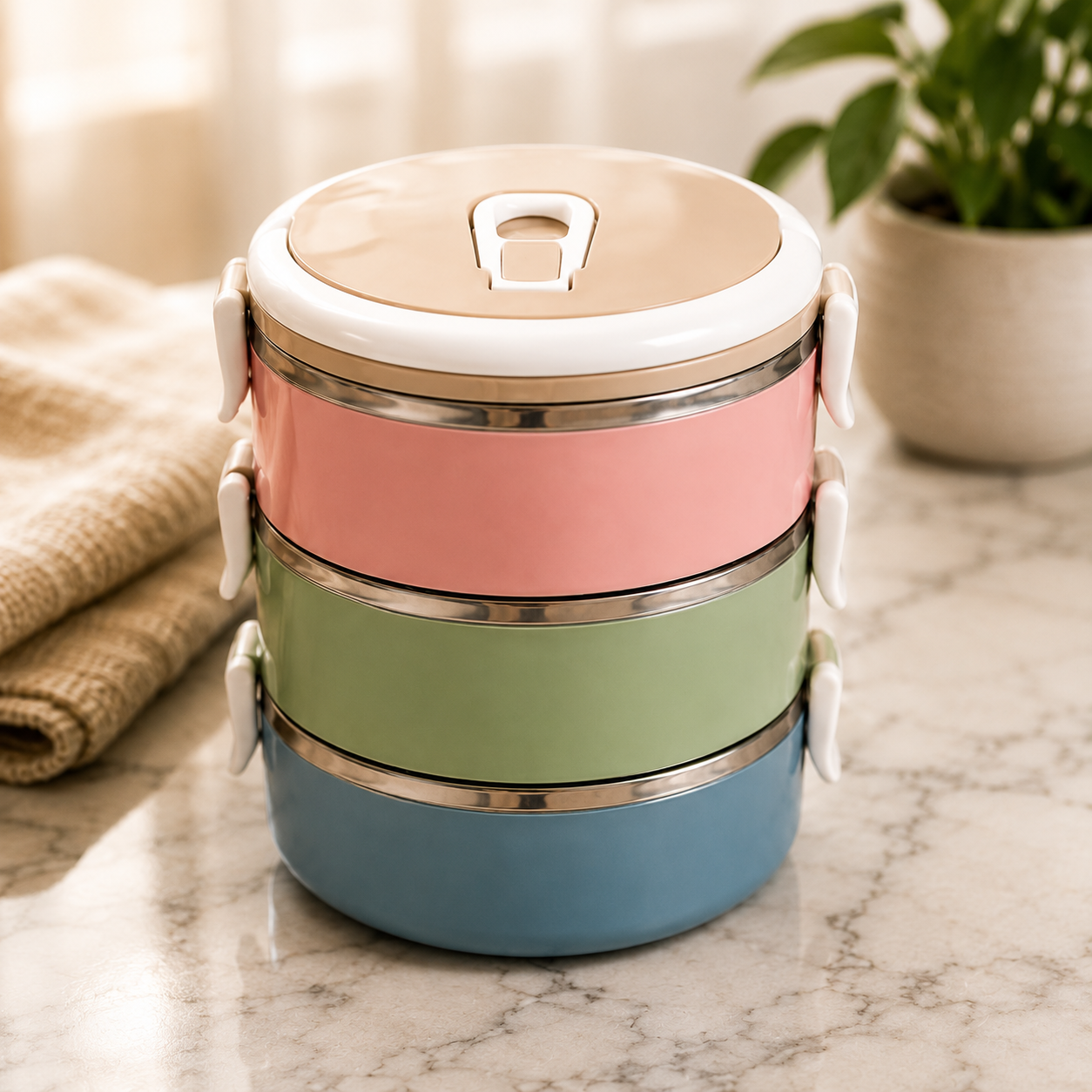 Set Lunchera 3 pisos Ac.Inoxidable