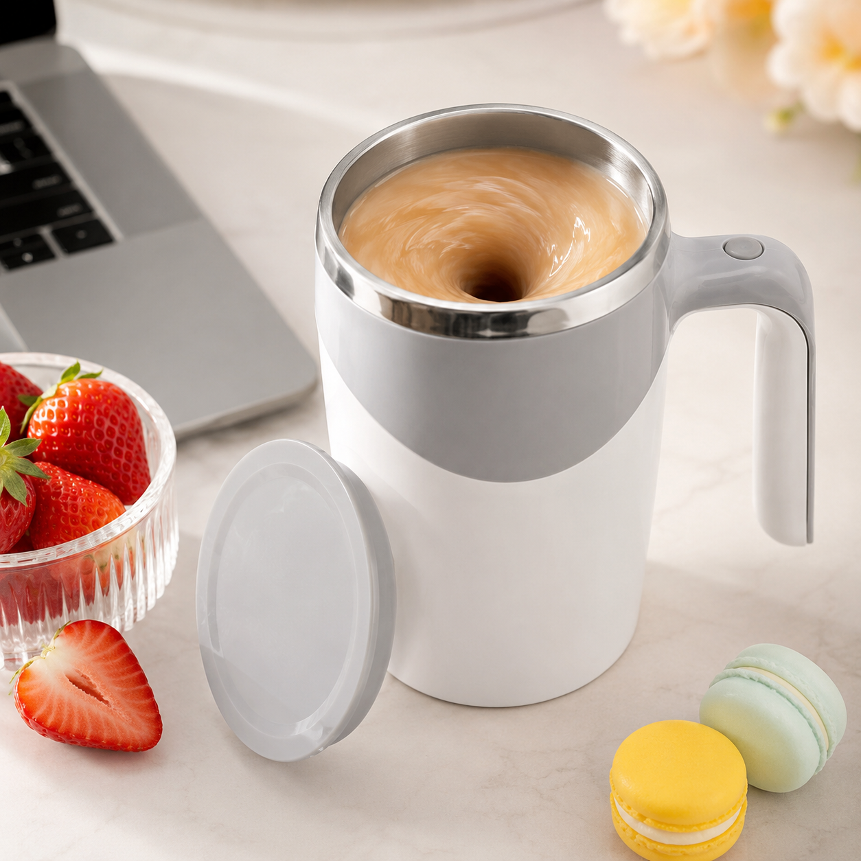 Taza termica batidora recargable