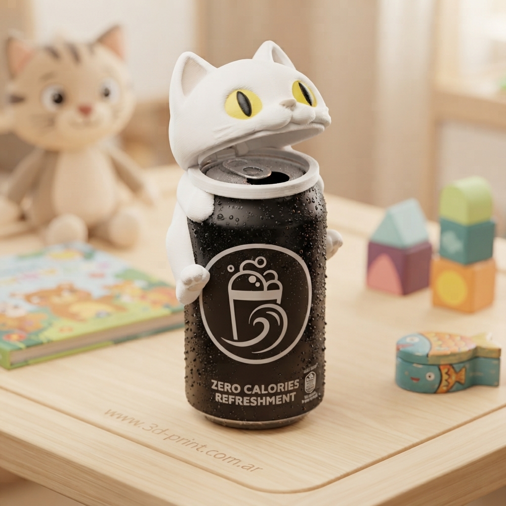 Tapa Cubre Lata con Bisagra Gatito