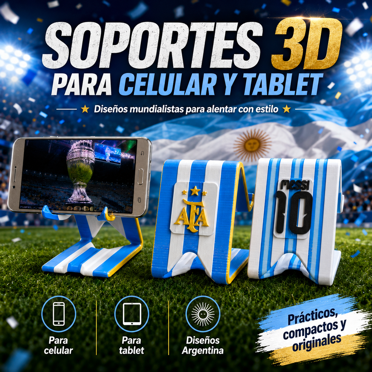 Soporte mundialista para celular y tablet